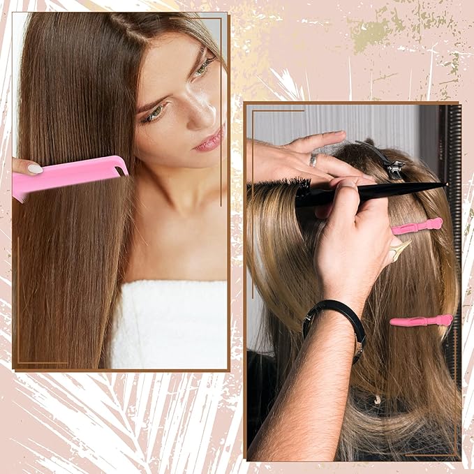 22 Pces Hair Braiding Tools with Magnetic Wrist Sewing Pincushion Pin Wristband Stainless Stitch Braid Finger Ring Tool Pintail Rat Tail Comb Sectioning Alligator Clips Salon Home(Pink)