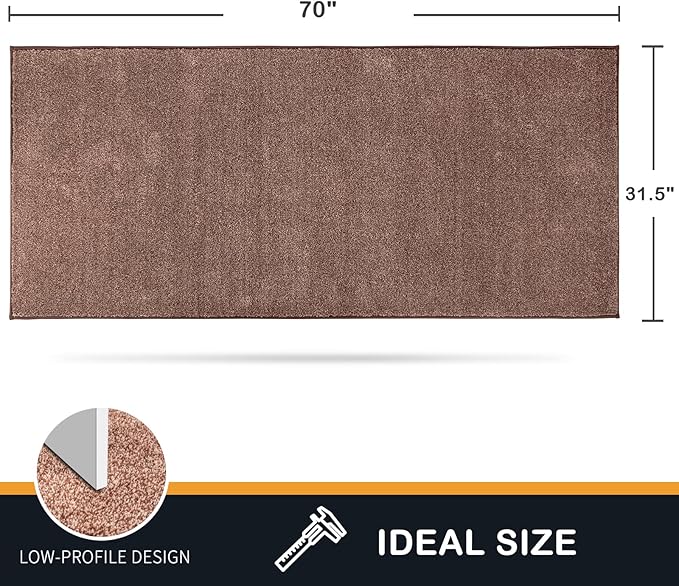 PURRUGS Dirt Trapping Door Mat 31.5" x 70", Non-Slip Machine Washable Entryway Rug, Dog Doormat, Indoor Front Door Mat, Super Absorbent Entry Rug for Muddy Shoes & Paws, Brown-Light Cream