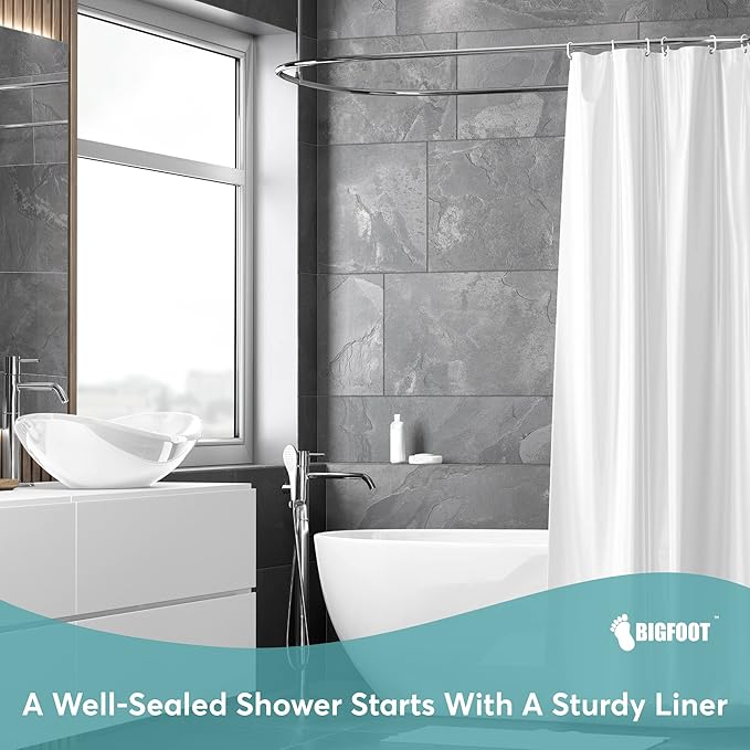 BigFoot Clear Shower Curtain - 72x72 Odorless Plastic with Magnets, Washable Long Bathroom Curtain - Premium PEVA Waterproof Bath Curtain, Rust-Proof Bathroom Essentials