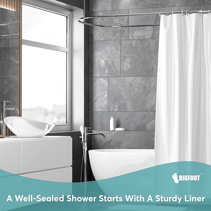 BigFoot Shower Curtain Ã¢ÂÂ 72 x 84 PEVA Premium Shower Curtain with Rustproof Metal Grommet and 3 Magnetic Weights Ã¢ÂÂ Odor Free and Compatible with Standard Showers, Clear