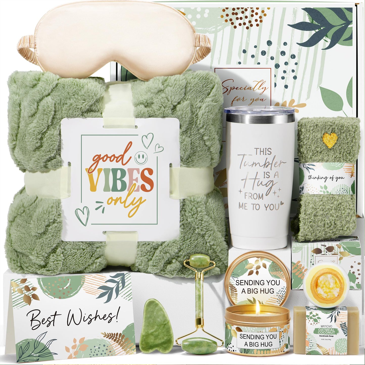 Self Care Gifts for Women Get Well Soon Gifts Basket, Birthday Gifts for Women Care Package Relaxing Spa Gifts Thinking of You Gifts w/ Blanket, Unique Christmas Gifts for Mom Her Friend Sister Wife