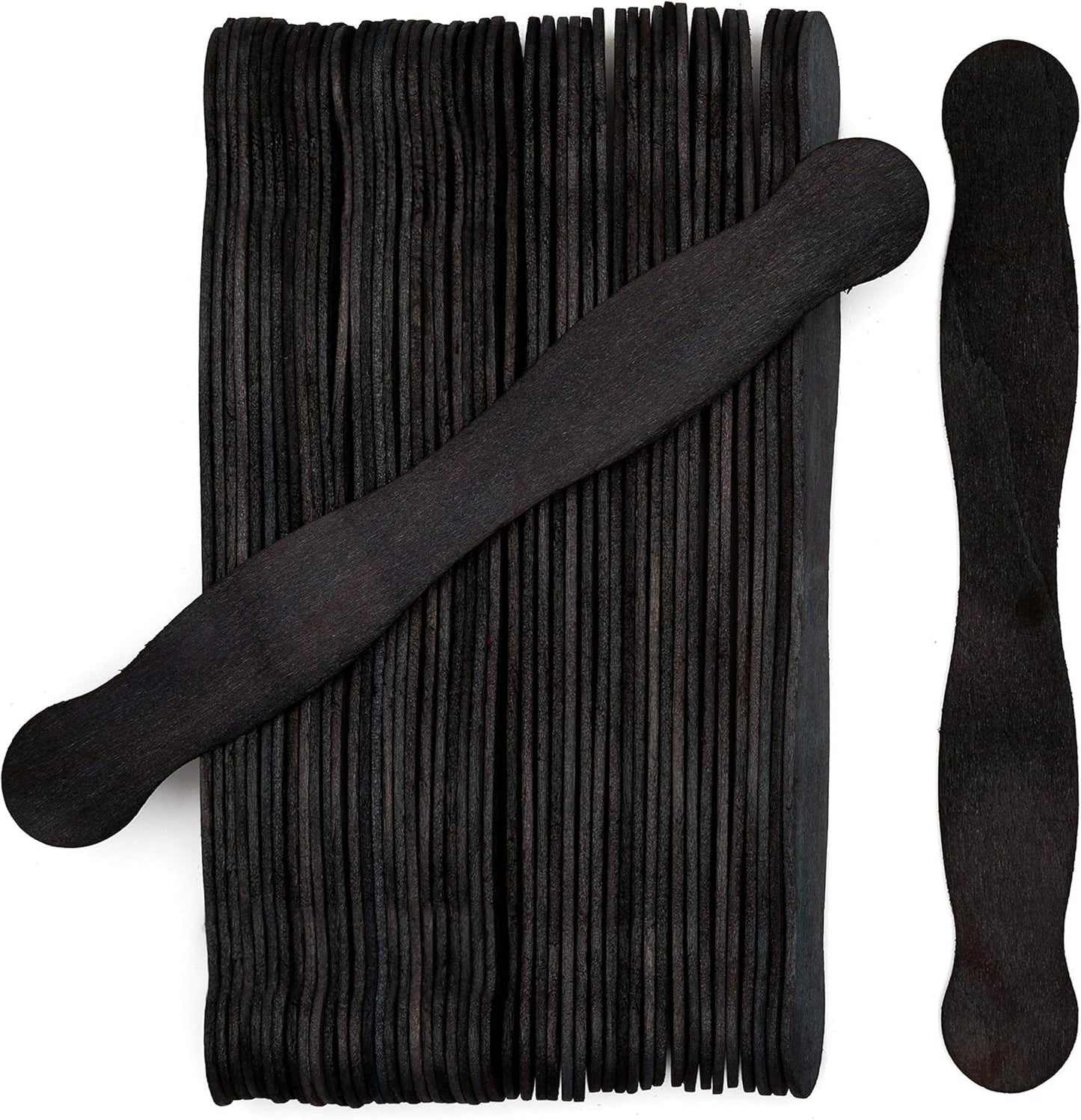 Wooden Black 8" Fan Handles, Wedding Programs, Pack 75, Jumbo Craft Popsicle Sticks for Auction Bid Paddles, Wooden Wavy Flat Stems for DIY Crafting Supplies Kit, by Woodpeckers