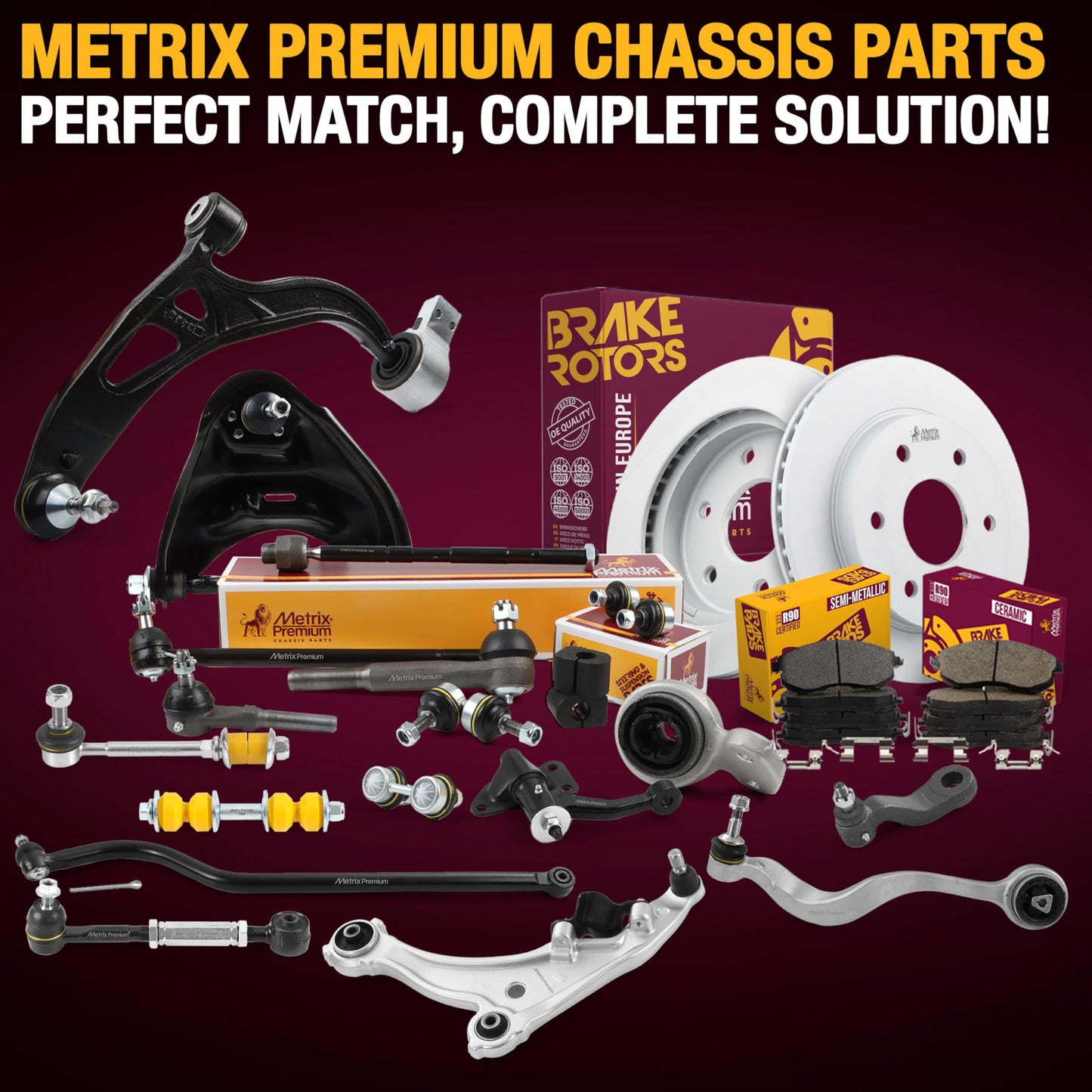 Metrix Premium Chassis Parts - Front Left & Right Lower Control Arm w Ball Joint & Bushing Assembly Kit Fits 11-19 Ford Explorer, 13-19 Police Interceptor Utility, RK622216, RK622215, Made in Europe