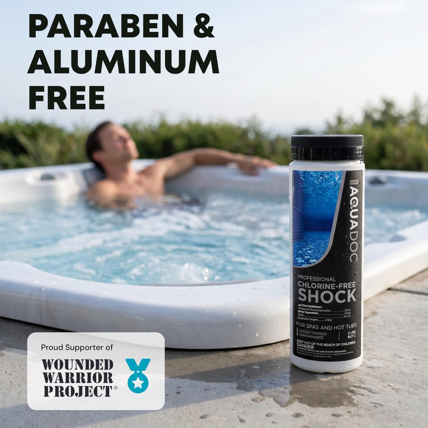 AquaDoc Oxidizing Shock for Hot Tub - 32oz - Oxygen Based Non Chlorine Spa Shock Oxidizer for Hot Tub to Support Bromine and Chlorine Systems - Made in USA