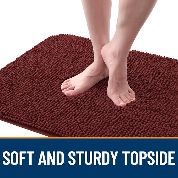OLANLY Dog Door Mat for Muddy Paws 34x21, Absorbs Moisture and Dirt, Absorbent Non-Slip Washable Doormat, Quick Dry Chenille Mud Mat, Entry Indoor Entryway Carpet for Inside Floor, Caramel Russet