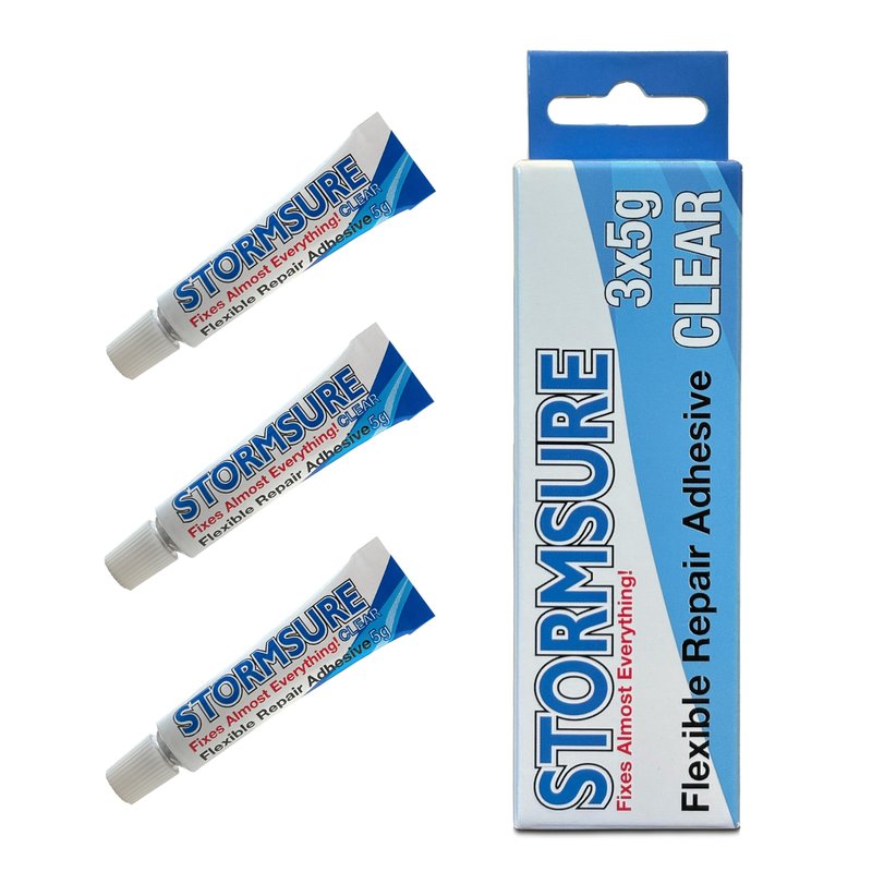 Stormsure Flexible Repair Adhesive: (3X 5g) Clear Glue - Fishing Wader and Boot Repair Glue: Waterproof, Flexible, Durable