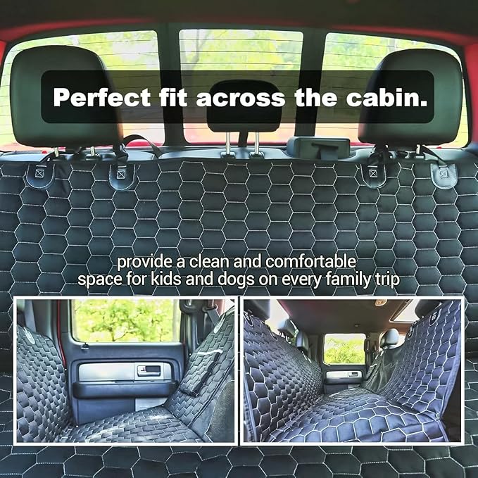 Dog Car Seat Cover for Trucks, Car Seat Cover for Back Seat Protector F150 Ram 1500, Waterproof Dog Hammock for Truck with Mesh Window Heavy Duty Seat Cover for F-Series/GMC Sierra/Silverado