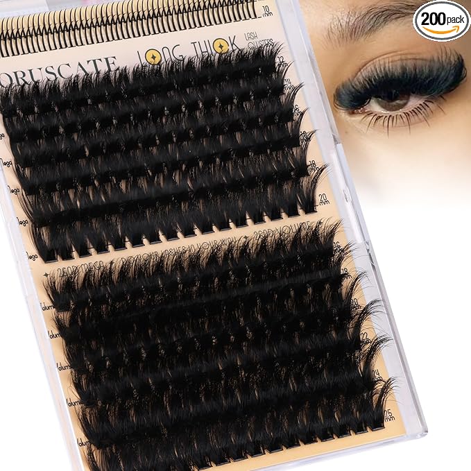 CORUSCATE 260D Lash Clusters with Bottom Lashes 8mm-25mm Mixed Lengths Mink Cluster Lashes Thick Individual Cluster Eyelash Extensions DIY Salon Look Dramatic Full Look Eyelash Clusters