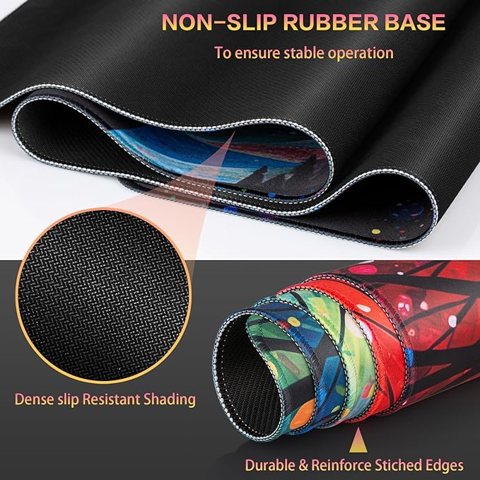 Canjoy Cute Black Cats Anime Mouse pad, 31.5x15.7inch Kawaii Computer Keyboard Mat Extended Large Gaming Mouse Pad with Non-Slip Rubber Base