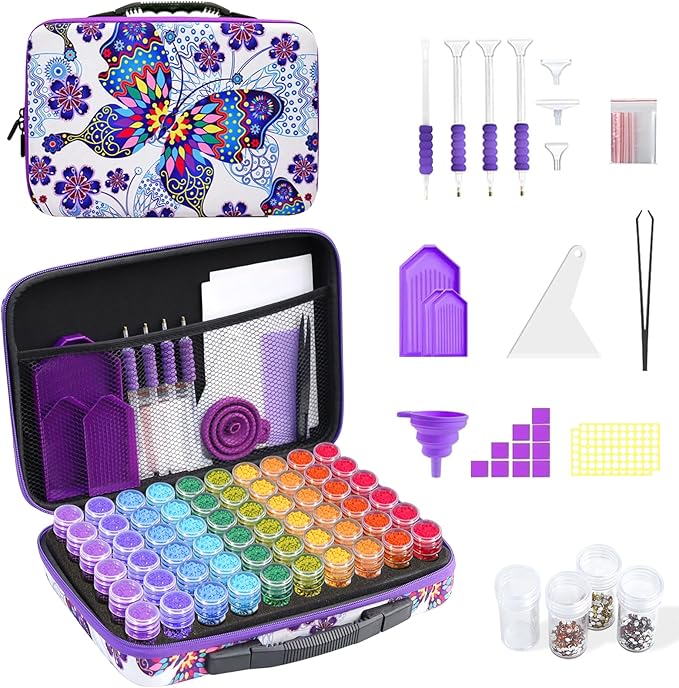 ZORETCO Diamond Painting Storage Case,60 Slots Diamond Art Kits with Accessories for Craft Jewelry Beads Organizer Boxes