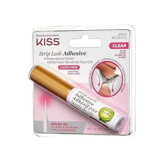 KISS Lash Adhesive, Lash-Glue, 24hr Strip Eyelash Adhesive, Clear, Includes Lash-Adhesive, Long Lasting Wear, Can Be Used with Strip Lashes and Lash Clusters (Pack of 2)