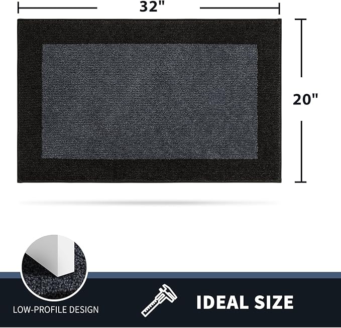 PURRUGS Dirt Trapping Door Mat 20" x 32", Non-Slip Washable Entry Mat, Dog Doormat, Front Door Mat, Super Absorbent Entrance Mat for Muddy Shoes & Paws, Bluish Grey & Charcoal