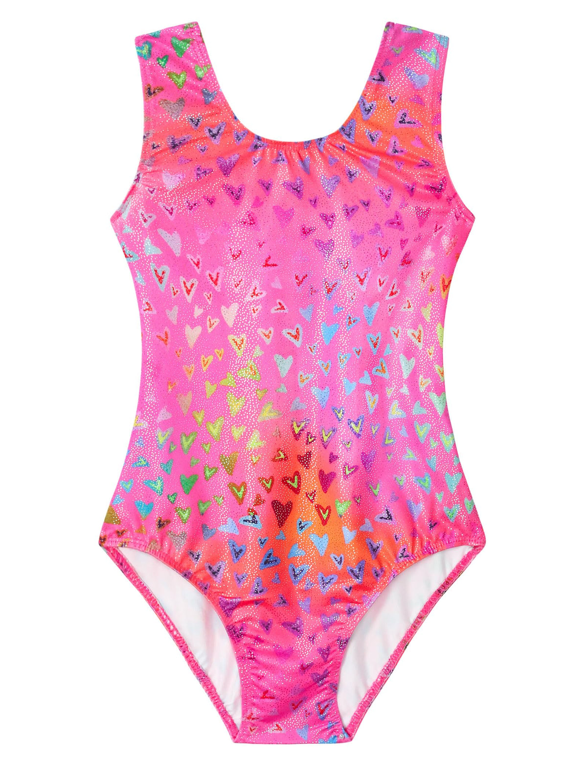 Domusgo Gymnastics Leotards for Girls 7-8 Years Old Pink Neon Heart Sparkly One Piece Tumbling Outfits