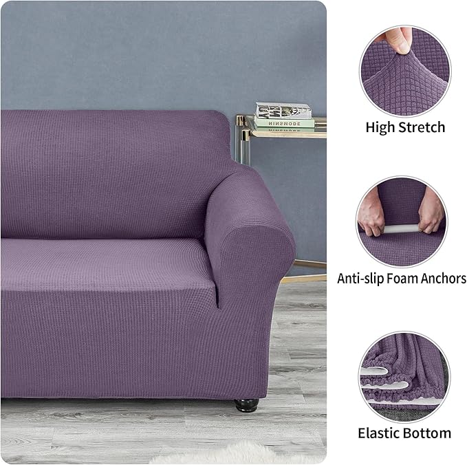 Joccun Stretch Couch Cover Slipcovers, 1-Piece Sofa Covers for 3 Cushion Couch Spandex Jacquard Washable Furniture Protector Cover for Living Room,Kids,Pets(Sofa,Grapeade)
