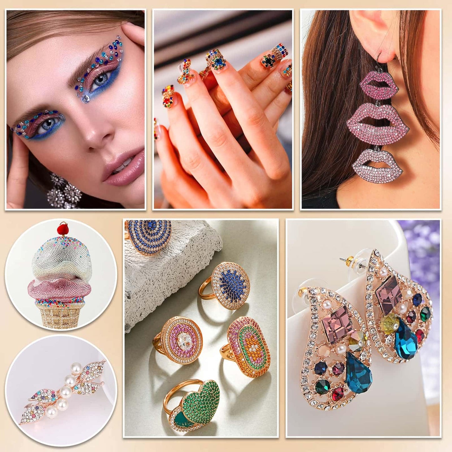 B7000 Glue with Rhinestones for Bedazzling Crafting, 31200Pcs Rainbow Crystals 3MM Flat Back Gems with Jewelry Glue Adhesive for DIY Graduation Cap Decorations Phone Case Wedding Shoes