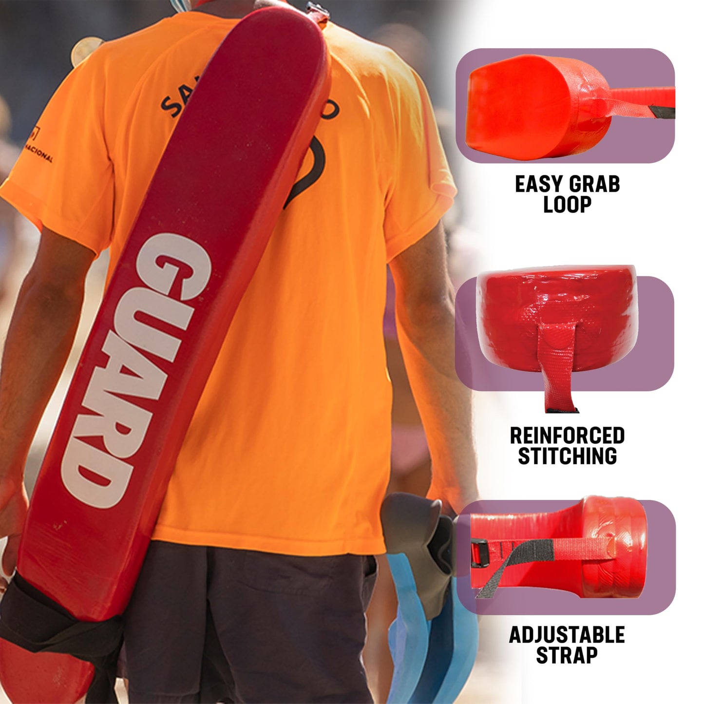 Kemp USA 50-Inch Red Lifeguard Rescue Tube with White Guard Logo Durable Flotation Device for Pools and Open Water Professional Lifeguard Equipment Safety Buoy for Training and Rescue Use