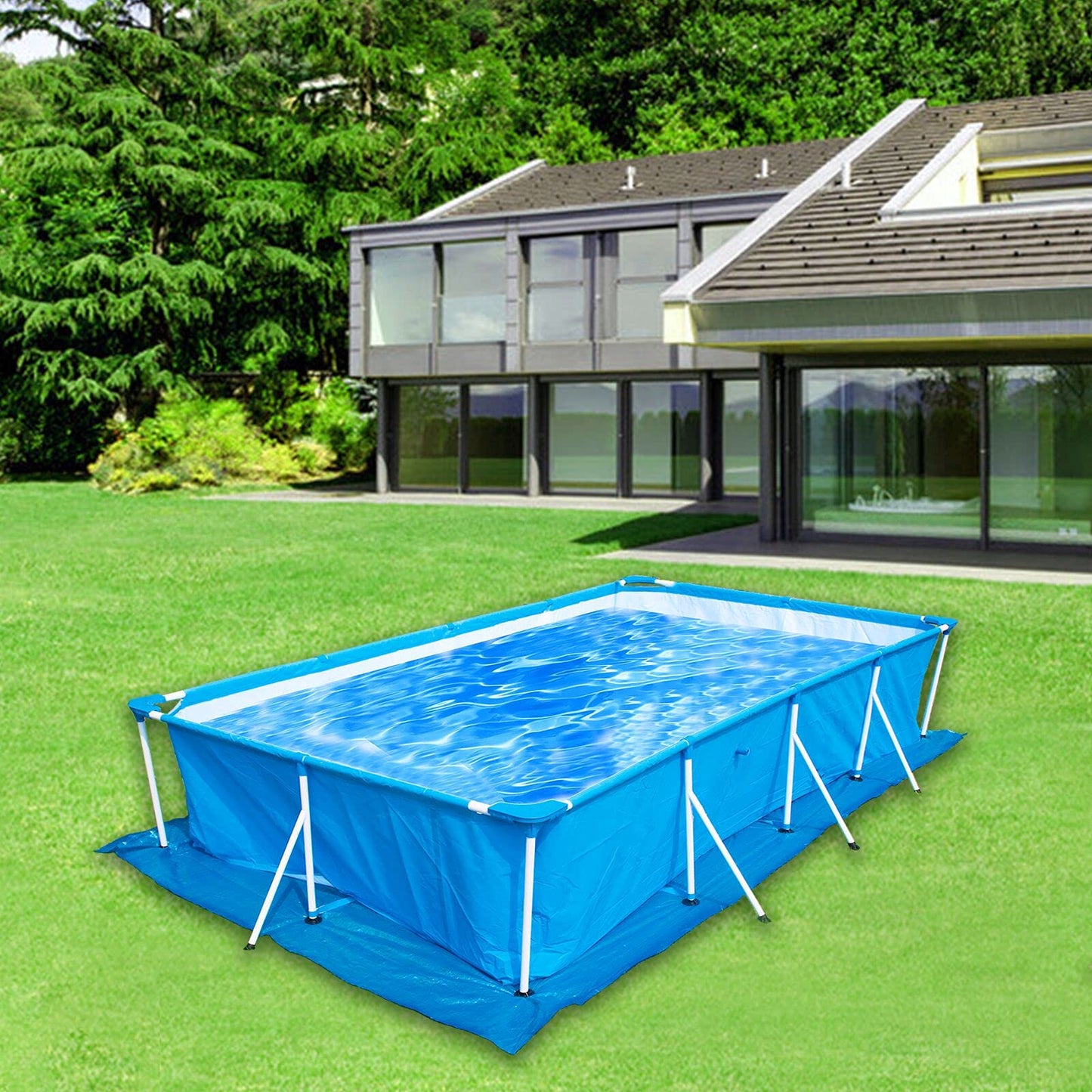codree 9.7 x 6.7 Ft Rectangular Pool Ground Cloths- Waterproof PE Swimming Pool Ground Cloth- Dust-Proof Heavy Duty Square Ground Cloth Pool Tarp for Above Ground Pools