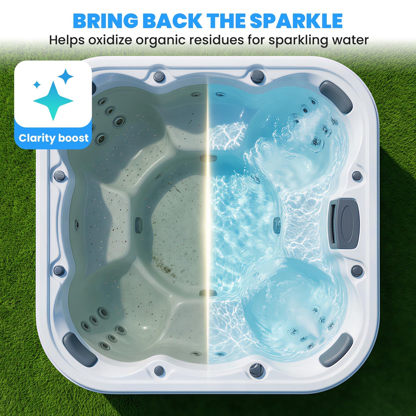 AquaJoyer Non-Chlorine Spa Shock for Hot Tub – Chlorine-Free Treatment, Helps Support Bromine, Saltwater Safe, Quick Dissolving Oxidizer Oxidizing, 35oz Each (2 Pack)