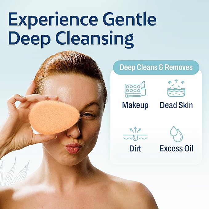 HartFelt [10 Pack] Gentle Exfoliating Facial Sponge for Face - Daily Cleansing Scrubber - Buf Dirt Away with Puf styled Reusable Face Pads for Removing Makeup, Dirt, and Dead Skin