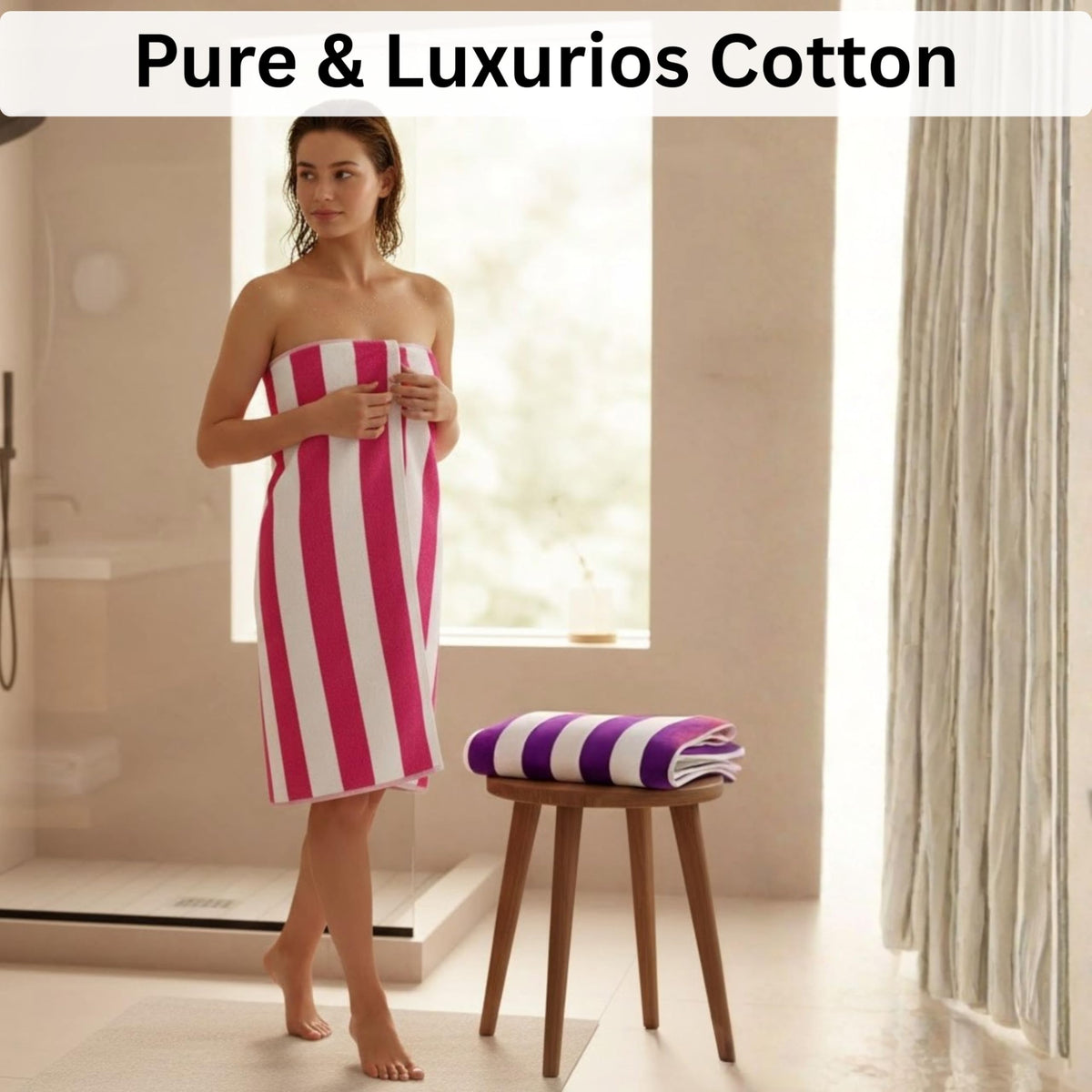 BolBom*S Beach Towels 6 Pack Large 30x60-100% Cotton Beach & Pool Towels Bulk Cabana Stripe - Quick Dry Bath Towel Set for Swim, Beach Essentials, Bathroom, Hot Tub, Yoga, Hotel & Airbnb Guests
