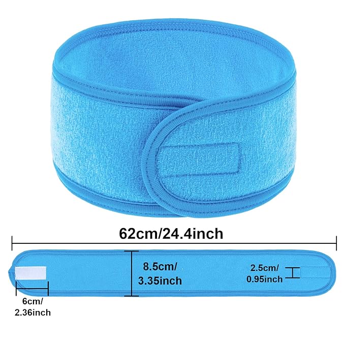 Whaline 4 PCS Spa Headband, Make up Hair Band, Stretch Terry Cloth Headband for Sport Yoga Shower (Blue)