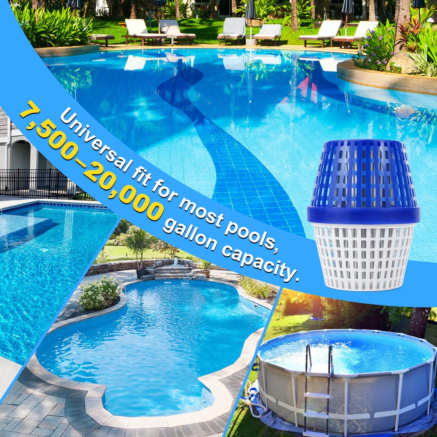 Pool Cartridge for 7.5K–20K Gallon Pools, Lasts up to 6 Months and typically Completes Transformation Within 24–72 Hours, Blue/White
