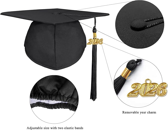 GradPlaza Matte Graduation Cap 2025 and 2026 Tassel Adult Graduation hat for High School College