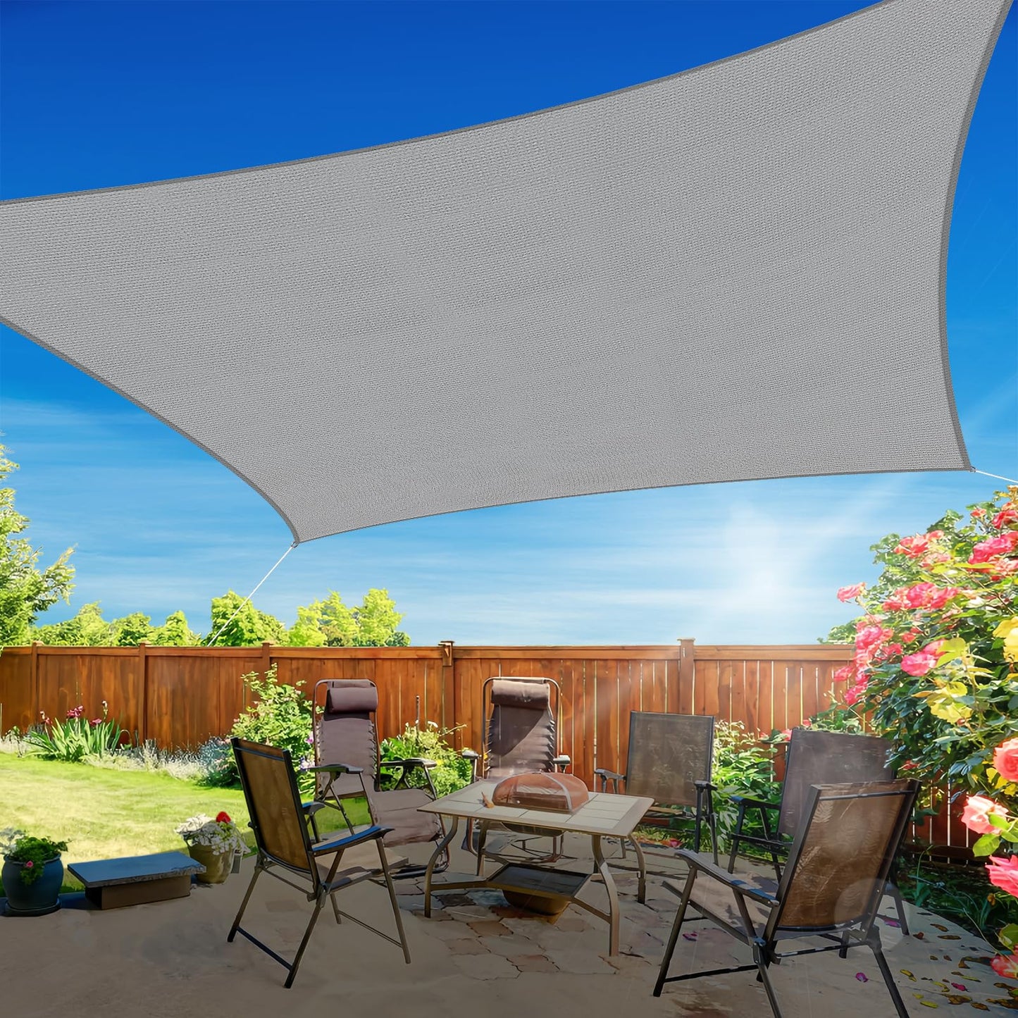 RoomHacks 12'x16' Sun Shade Sail, UV Protection Outdoor Shade, Curved Tear Resistant Heavy Duty Sun Shade for Patio Garden, Backyard, Deck, Car Port, Playground, (Grey)