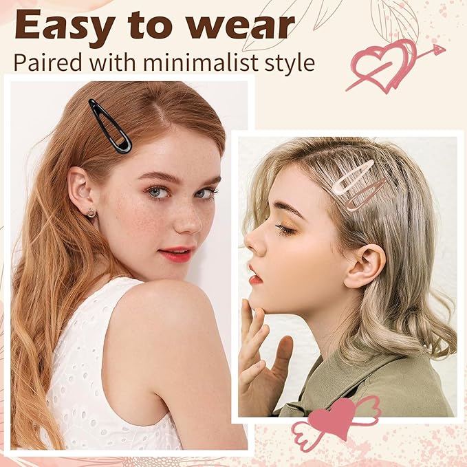 Gingbiss 50Pcs Snap Hair Clips for Women, 1.88 Inch Silicone Coating Classic Metal Hair Barrettes with Storage Case for Women Girls, No Slip Hair Accessories for Hair, 5 Assorted Colors