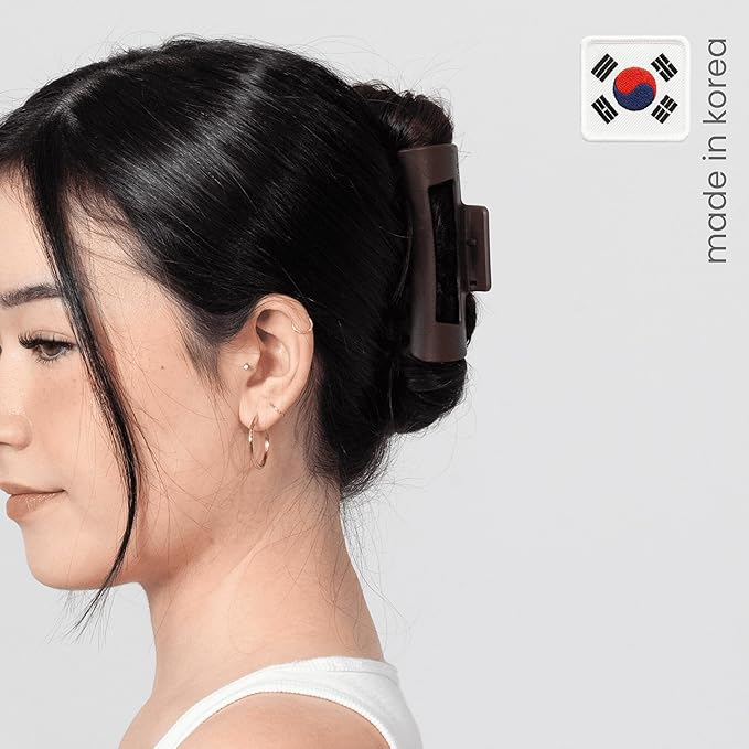 The Original Mello Hair Claw Clip Squishy Claw Clip Made in Korea Patent Pending 30021976 (Dark Brown, Medium)