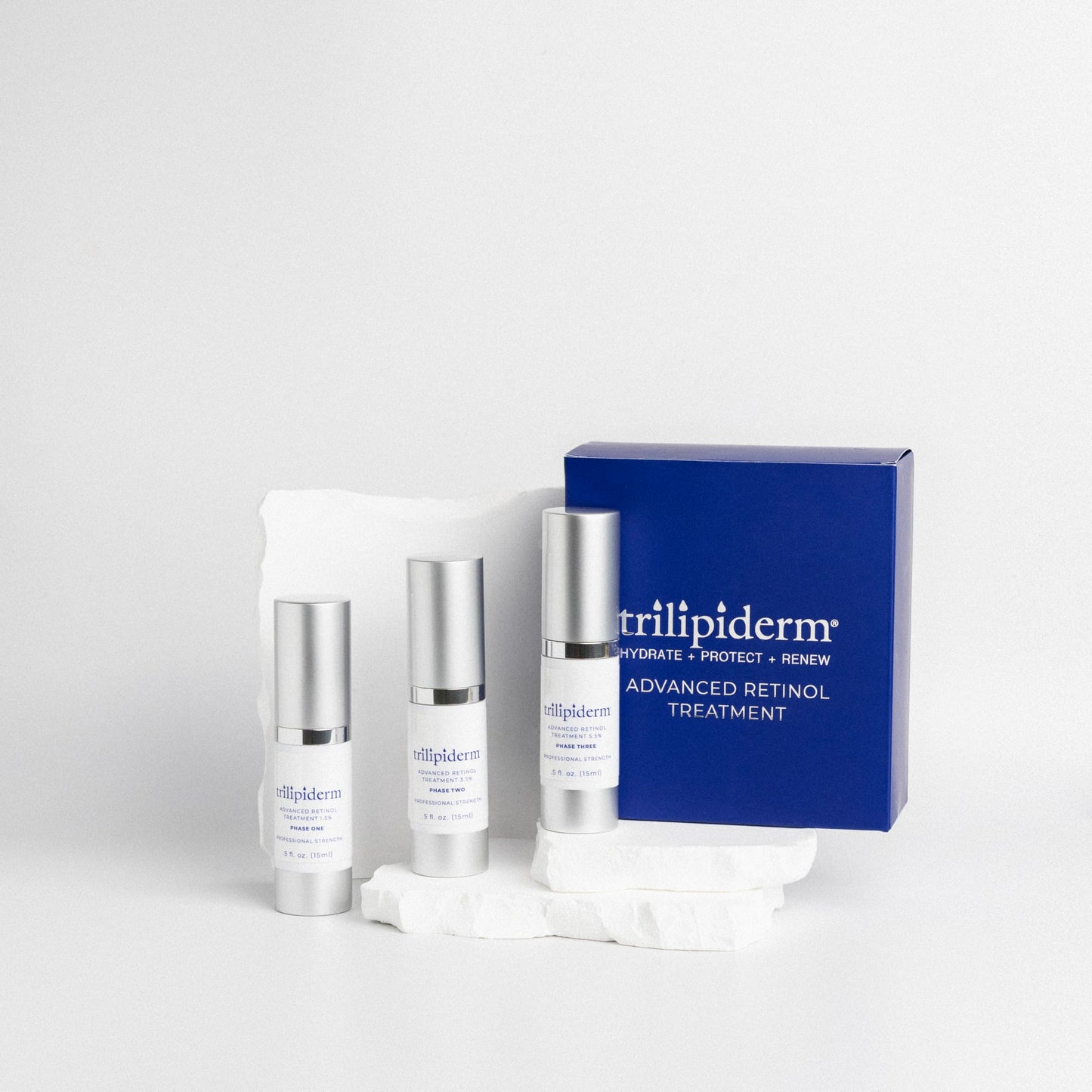 Trilipiderm Advanced Retinol Serum for Anti-Aging - 3 Phases (1.5%, 3.5%, 5.5%) - 5oz Each