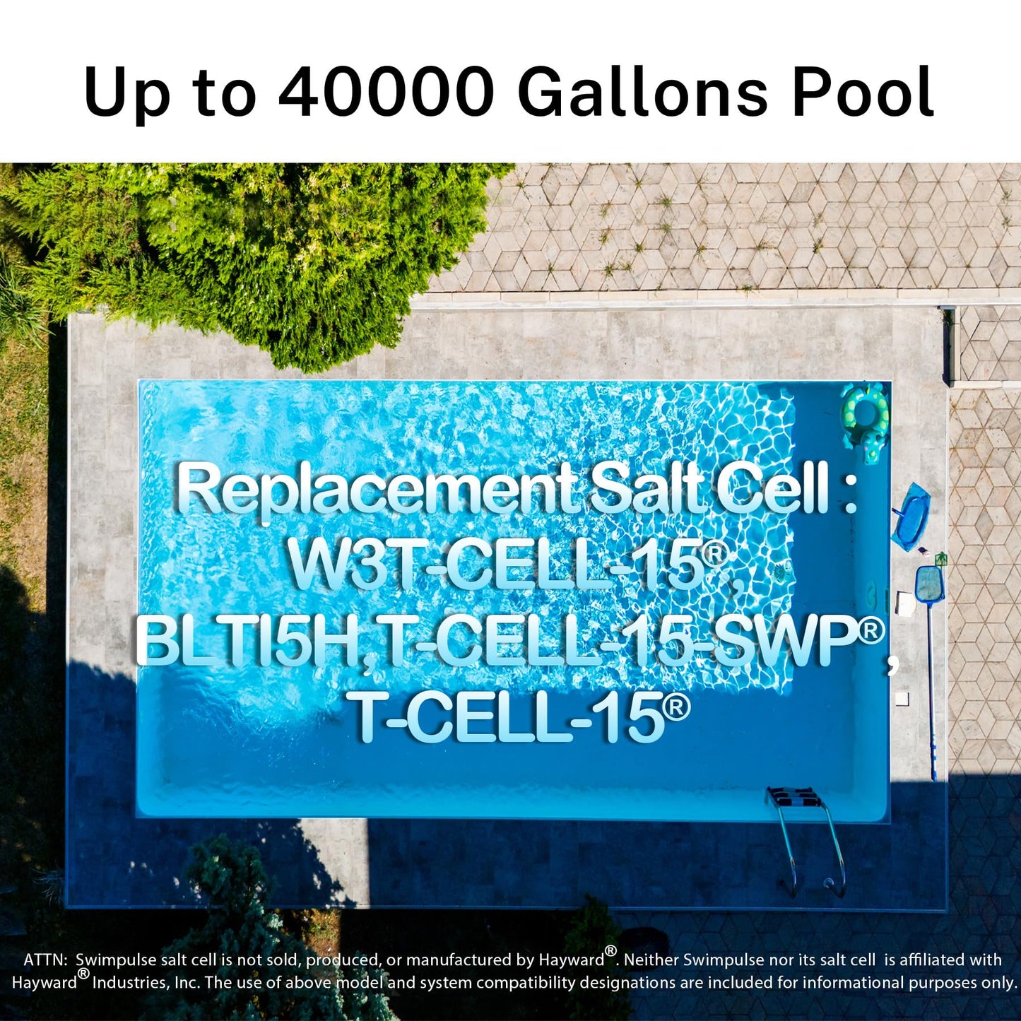 Swimpulse Salt Cell - up to 40,000 Gallons Swimming Pool Chlornie Generator,Salt Cell for Pool,Chlorination Pool Salt Cell Fits for Hayward W3T-CELL-15 BL1T15H
