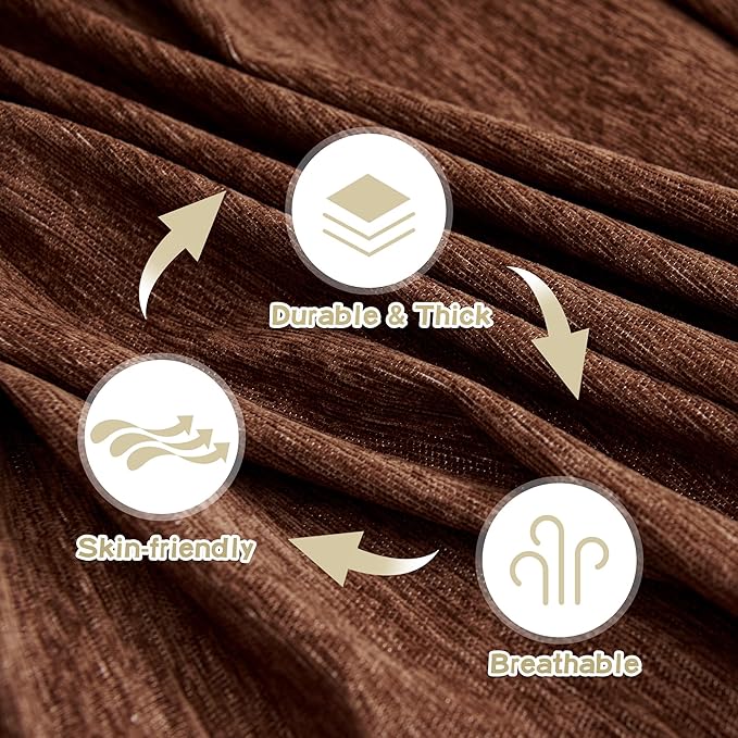 MYSKY HOME Couch Cover for Dogs Washable Couch Covers Couch Covers for Dogs Couch Cover 2 Cushion Sofa Non Slip Dogs Furniture Protector with Tassels Chenille Sofa Covers for Pets, 71"x102", Chocolate