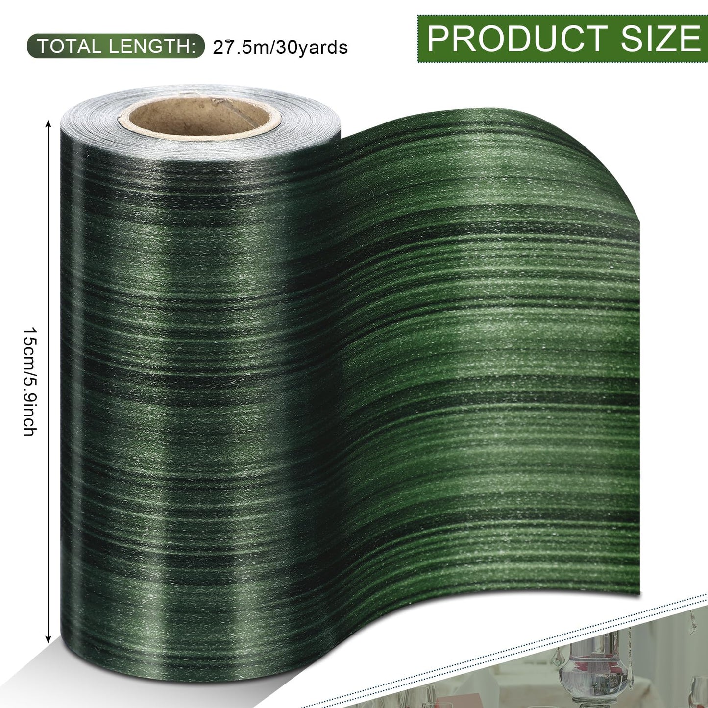 Syhood Outdoor Ribbon Poly Satin Ribbon Floral Craft Decoration Aspidistra Leaf Riband Easter Holiday Outdoor Decorating (5.9 Inch X 30 Yards,Dark Green)
