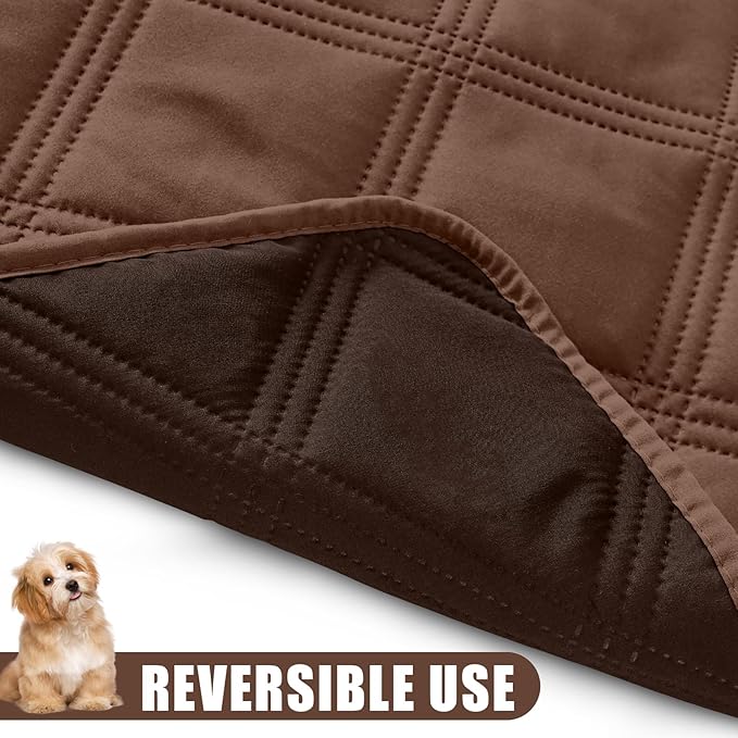 Smiry Waterproof Dog Bed Cover Blanket 30x53, Soft Reversible Pet Blanket, Washable Leakproof Cats Dogs Couch Cover for Sofa, Couch, Furniture, Brown/Chocolate