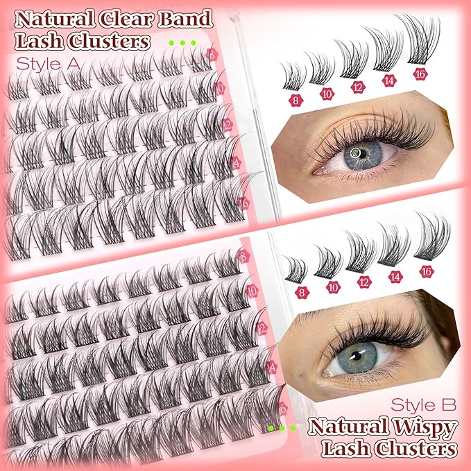 Wispy Lash Clusters Natural Eyelash Clusters 230pcs Cluster Eyelash Extensions 4 Styles Individual Lashes 10-18mm Eyelashes DIY Lash Extension Natural Look Lash Cluster Wispy by calphdiar