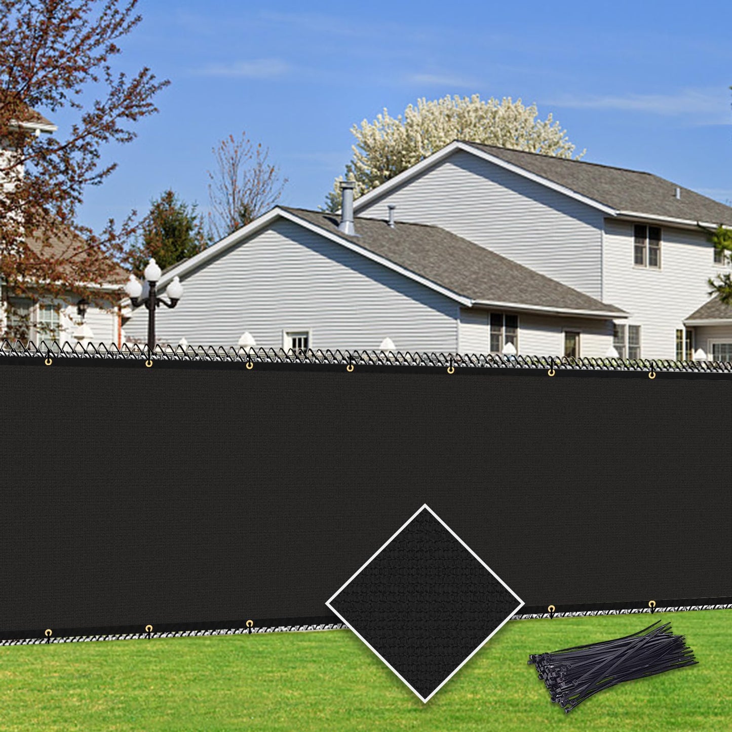 Cisvio Customizable Privacy Screen Fence 8'X80' Black Heavy Duty 170 GSM Wind Screen & Dustproof Fence Ideal for Fencing Patios, Lawns, and Creating Intimate Outdoor Spaces