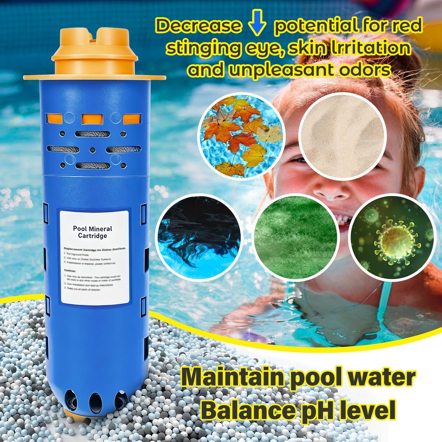 Replacement W28000 W28001 W28002 for Nature2 Duoclear 25 35 Pool Mineral Cartridge for Zodiac DuoClear Fusion, Fusion Soft, Vision Pro System Inground, Blue