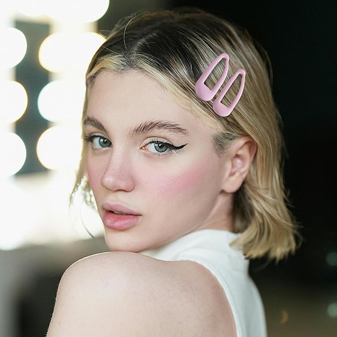 Small Hair Barrettes For Women No Slip Metal Snap Clips For Thin And Fine Hair,Matte Light Pink,20 PCS,1.97 x 0.5 Inch.