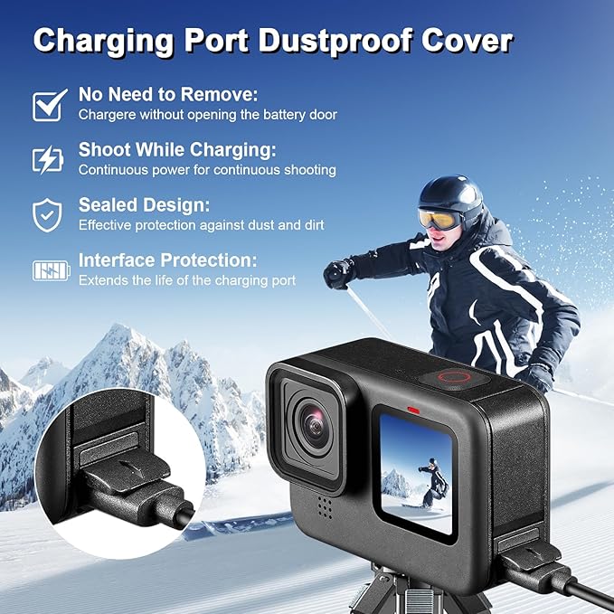 Replacement Battery Door Cover Compatible with GoPro Hero 13, 12, 11, 10, 9 Black Cameras, Dustproof Side Door Camera Accessories for Hero13