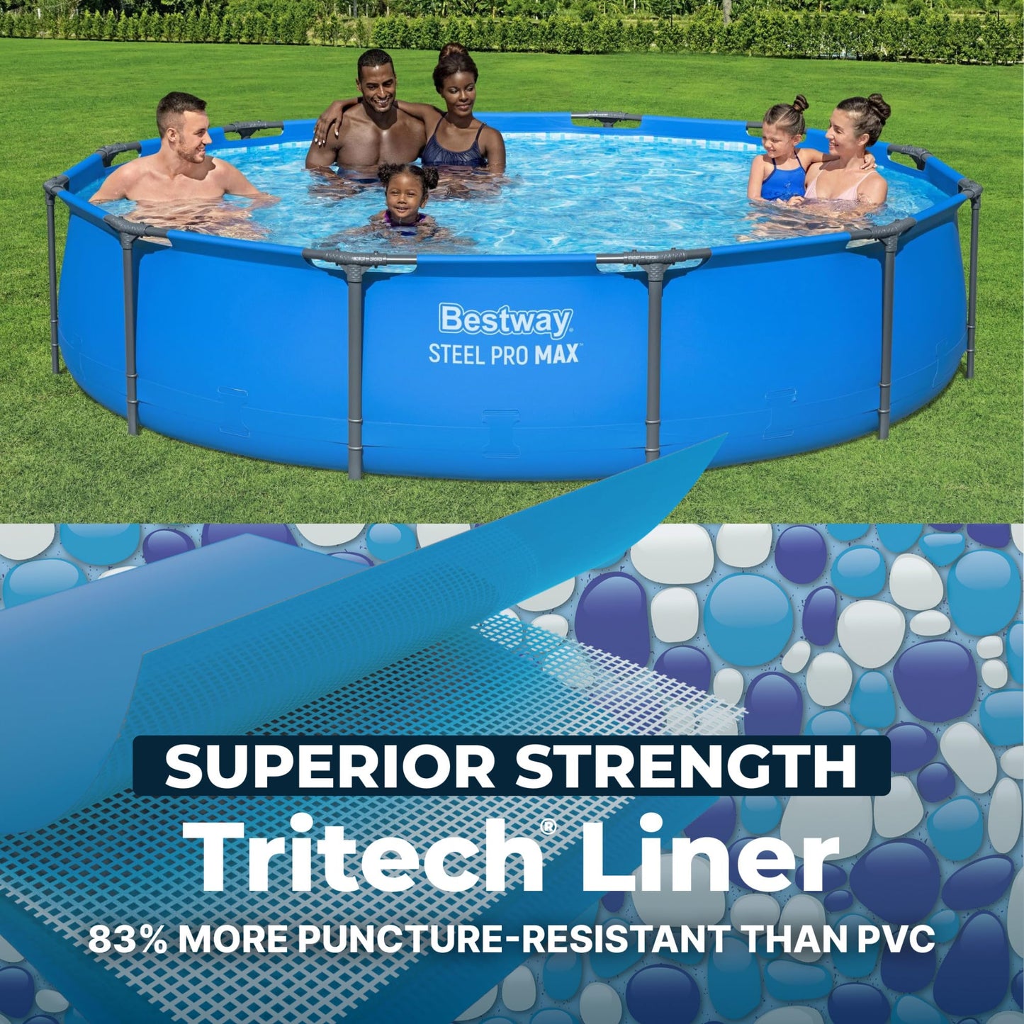 Bestway Steel Pro MAX 12’ x 30" Above Ground Pool, Round Metal Frame Outdoor Swimming Pool for Backyard, Blue, Pool ONLY