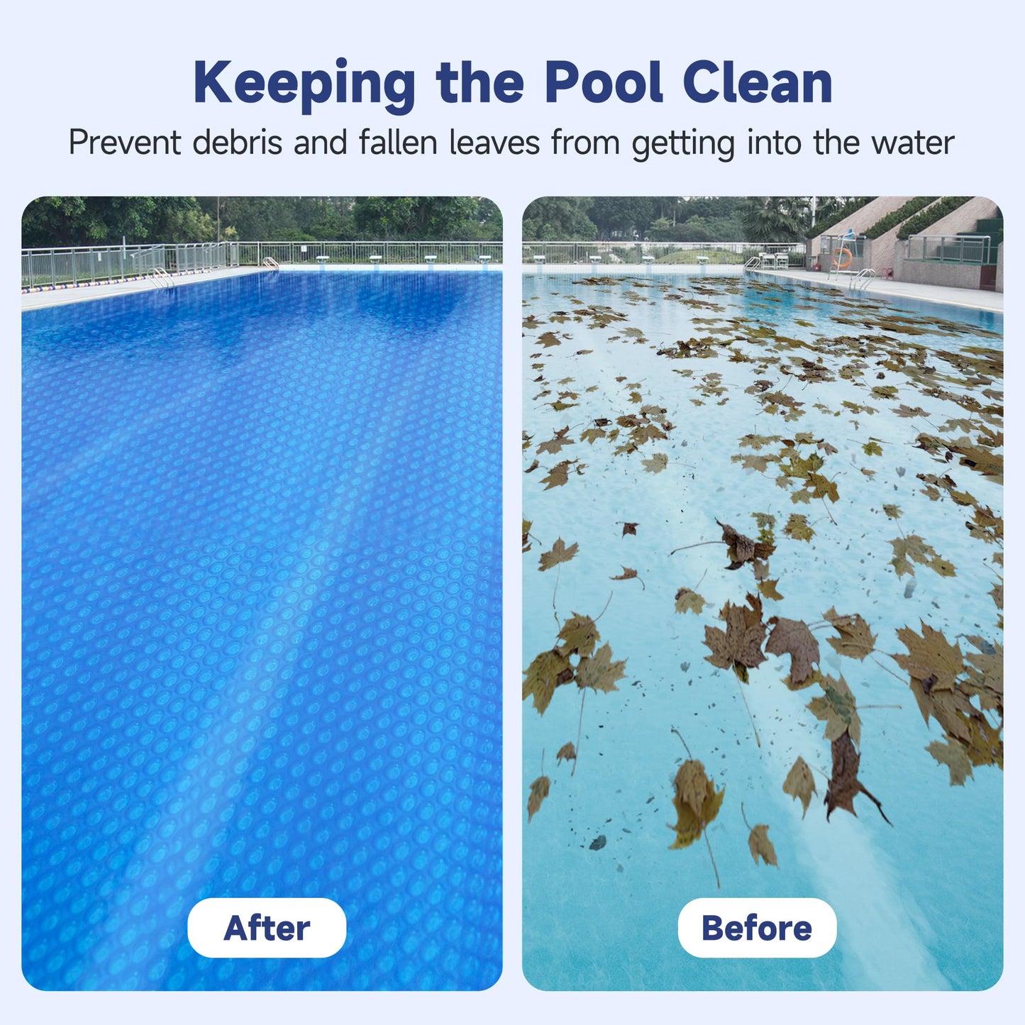 Solar Pool Cover, Durable 16 mil 16 × 32 ft Pool Covers for Inground & Above Ground Pools, Solar Pool Heater, Rectangle Solar Blanket with Bubbles, Blue