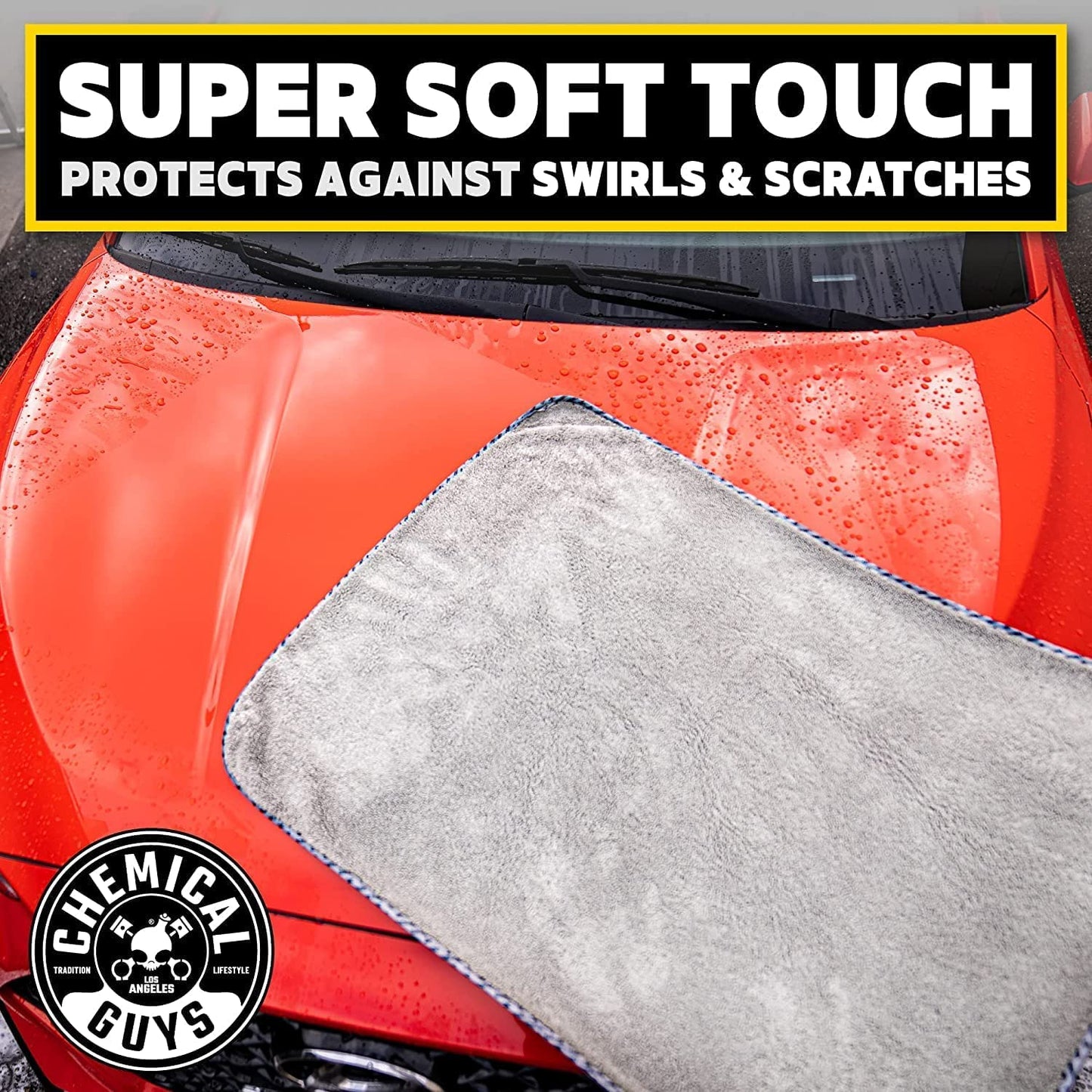Chemical Guys Woolly Mammoth Large Microfiber Drying Towel - 36 x 25 Inch Gray, Ultra Plush Super Absorbent Car Drying Towel for Cars, Trucks, SUVs, Motorcycles, RVs, and Auto Detailing - 2 Pack