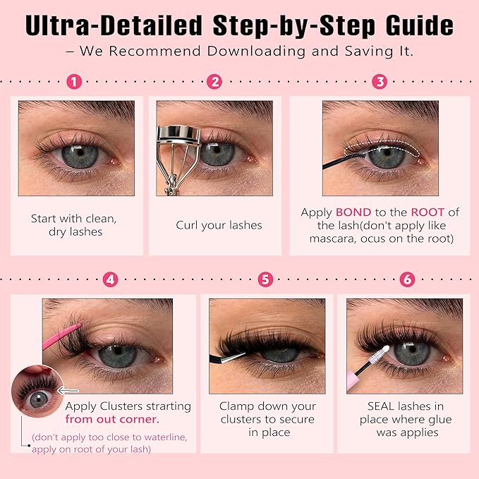 Goddvenus Wispy Lash Clusters Kit Cluster Eyelash Extensions Natural Lash Extension Kit C Curl Fluffy Individual Eyelashes with Bottom Lashes Clusters Waterproof Bond and Seal DIY at Home