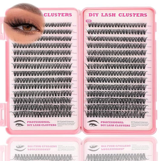 Lash Clusters Kit, 560 Pcs Eyelashes Clusters Kit 9-16mm Individual Lash Extension Kit D Curl Fluffy Wispy False Eyelashes (40D+50D Lash, Lash Clusters)