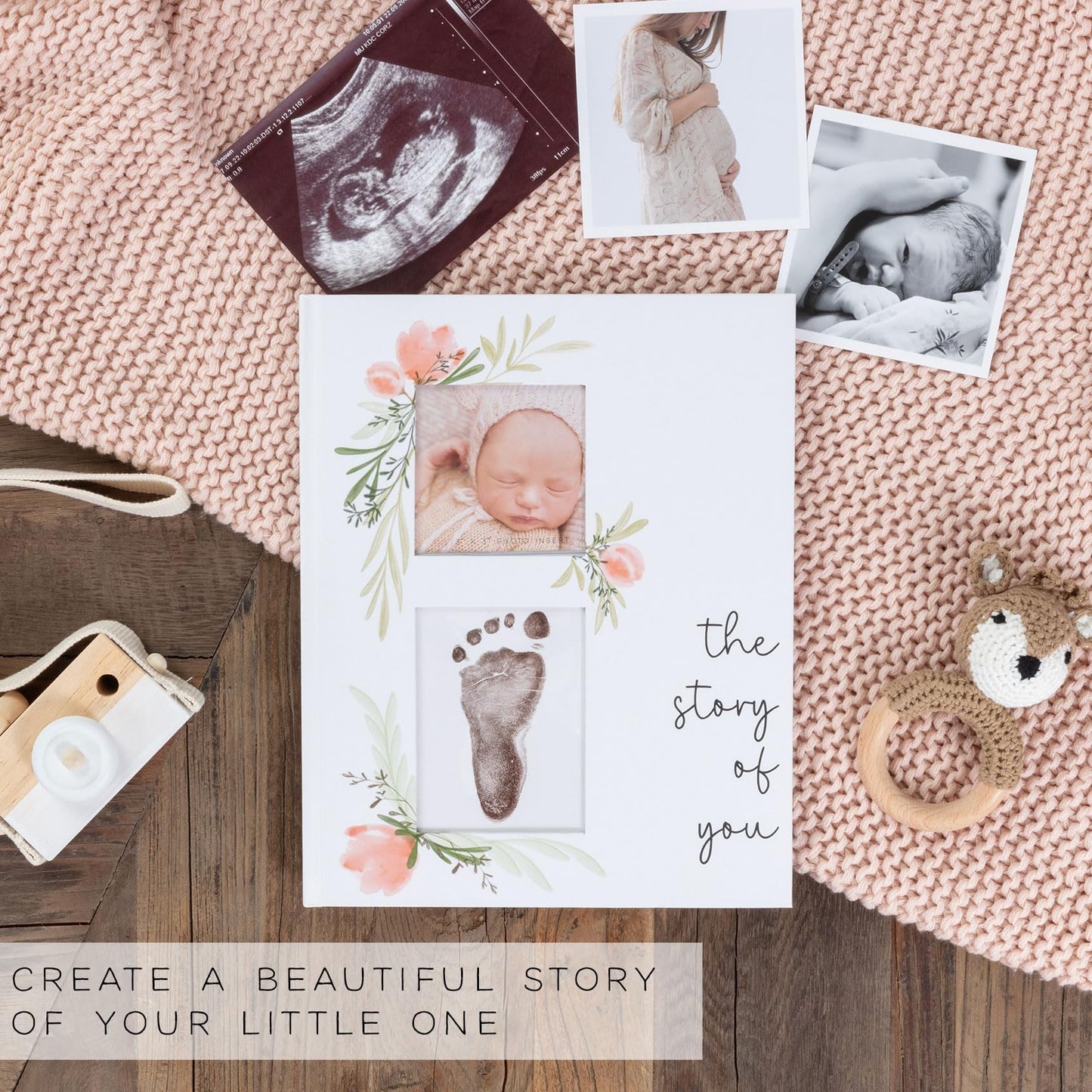 Baby Book Keepsake - Simple Baby Milestone Book for Boy or Girl - Baby Journal & Pregnancy Memory Book - Monthly Milestone Record Baby Books for Baby Shower - Modern Gender Neutral Style Gift for Moms