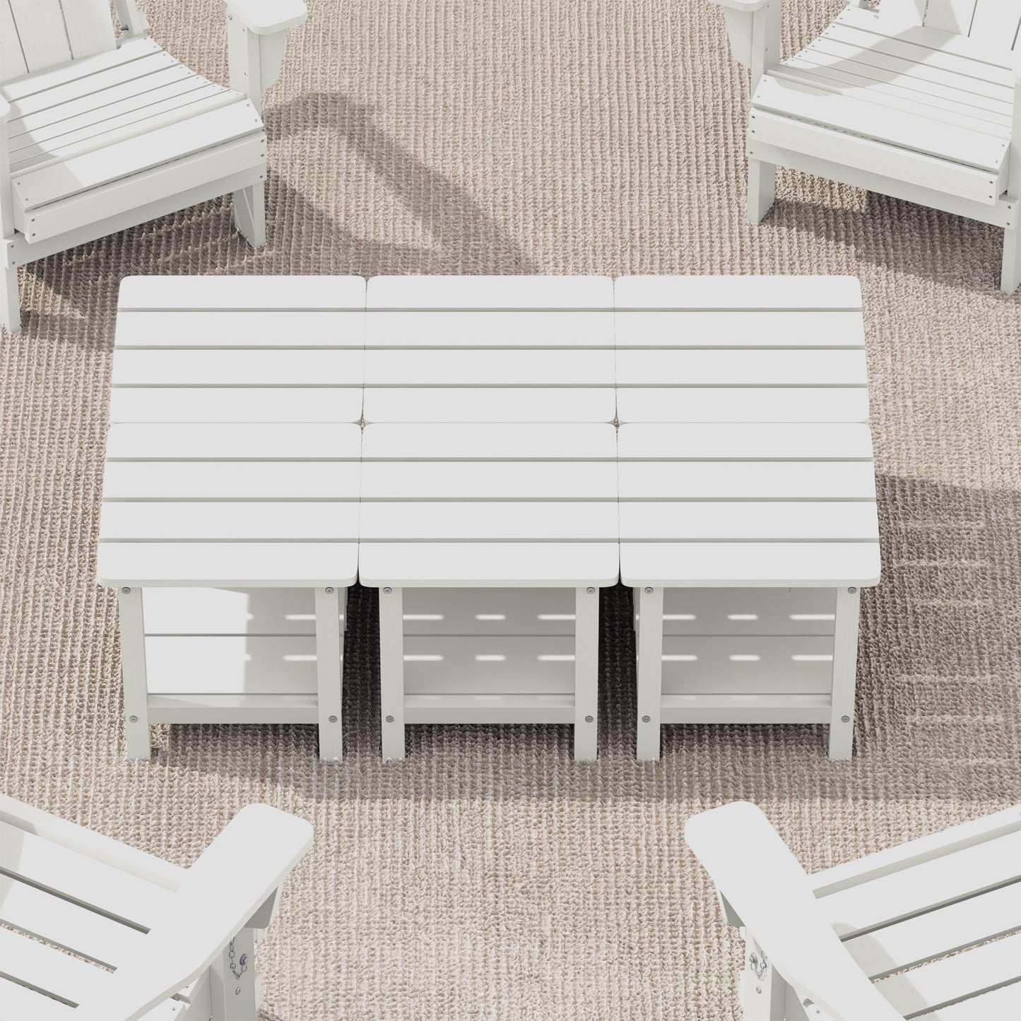 SERWALL Double Adirondack Side Table Set of 6, End Table- White
