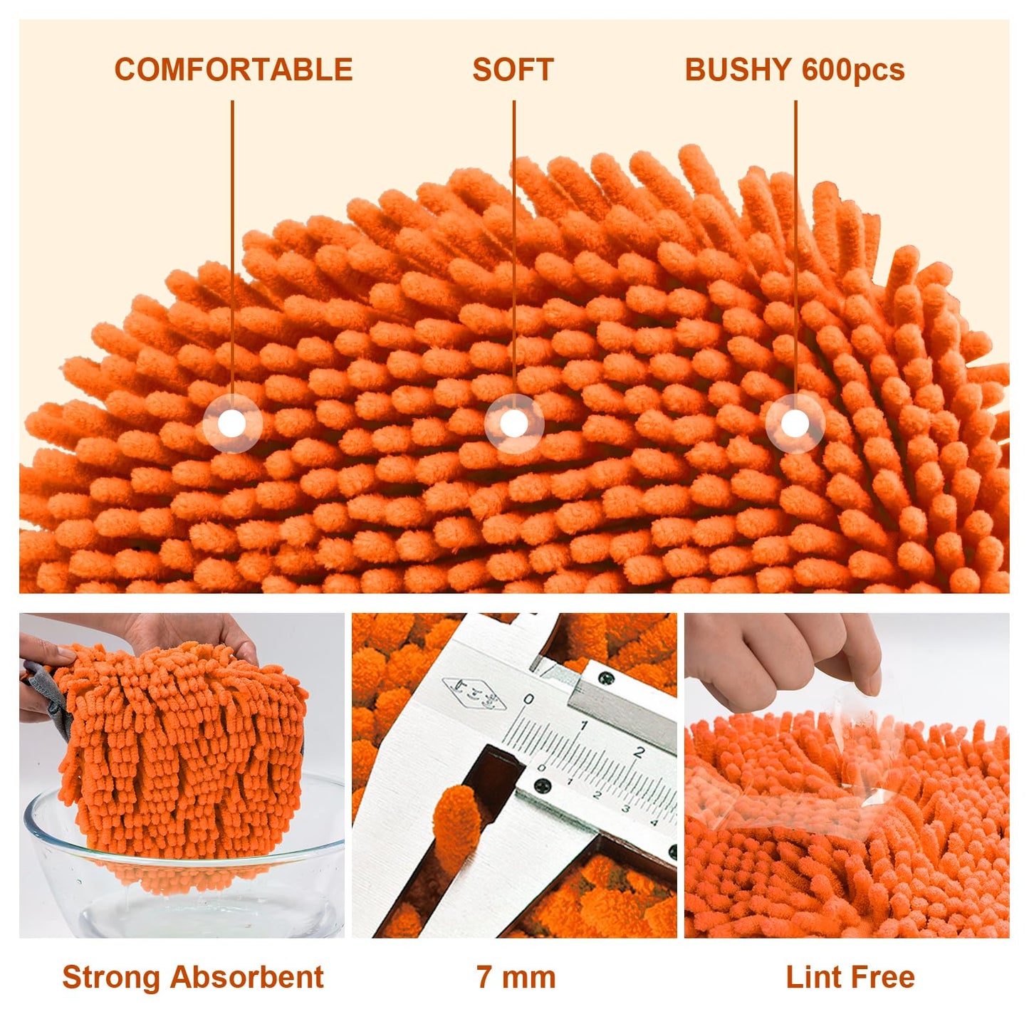 Ordenado 62" Car Wash Brush Kit Mitt Mop Sponge with Long Handle Chenille Microfiber Car Cleaning Brush Kit Supplies Car Washing Mop Kit Car Care Kit of Scratch-Free Replacement Head for Car RV Truck