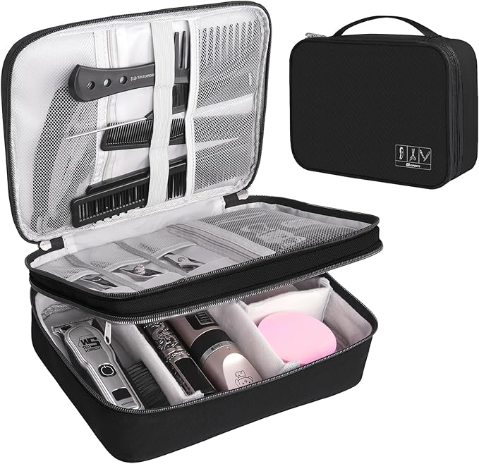 Barber Case Barber Tool Bags Barber clipper Bag Barber Cases for Clippers and Supplies Professional Barber Accessories Kit Hair Cutting Scissors Storage Bag Shaving Kits (Black)