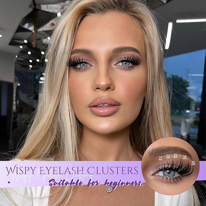 Eefofnn Eyelash Clusters Wispy Cluster Eyelash Extensions Natural Lash Clusters Left+Right Lash Extension CC Curly Individual Lashes 10-15MM Cat Eye Lashes Thin Band Eyelash Extension Easy To Use